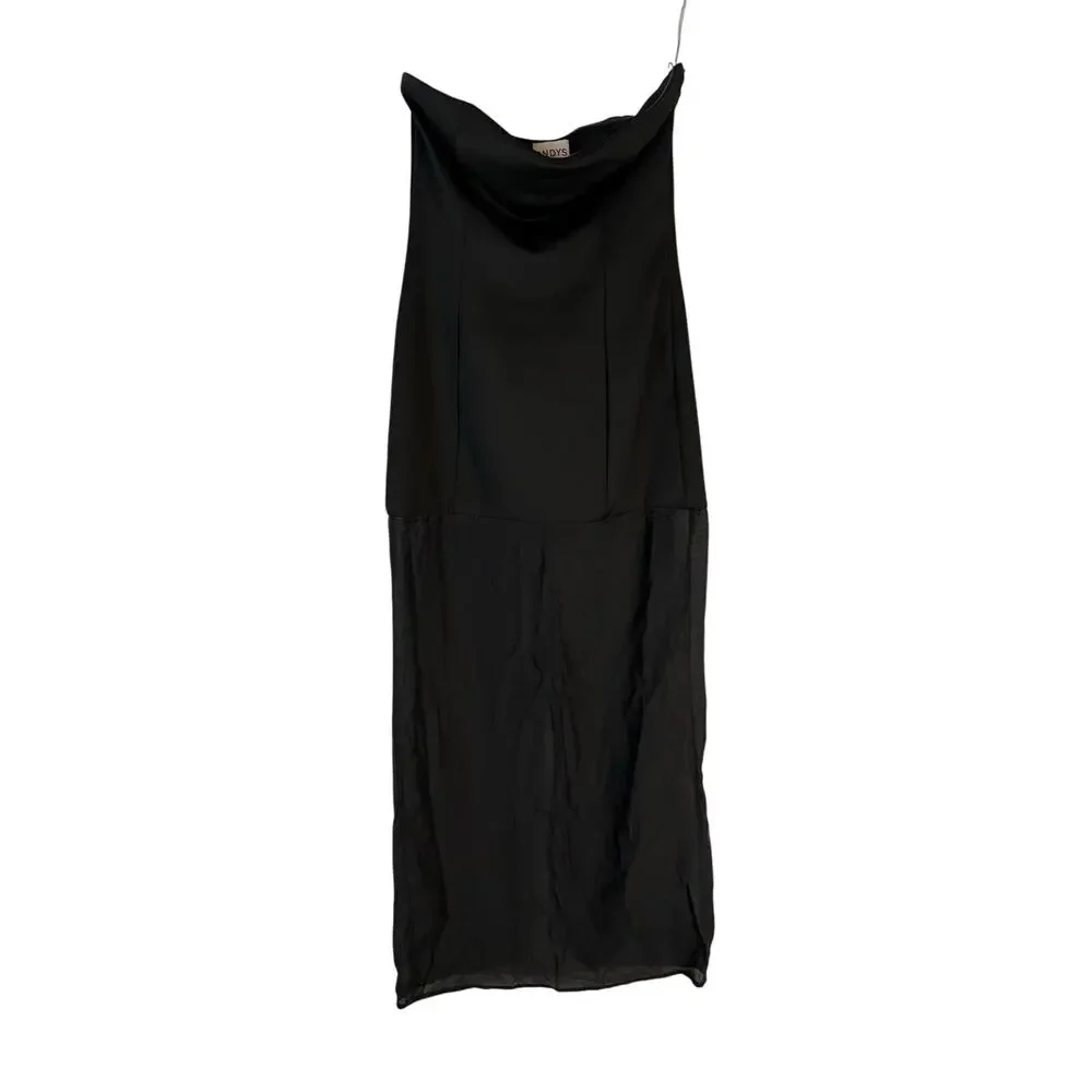 SNDYS Chloe Sheer Maxi Dress Strapless Formal Party Resort Statement Evening S